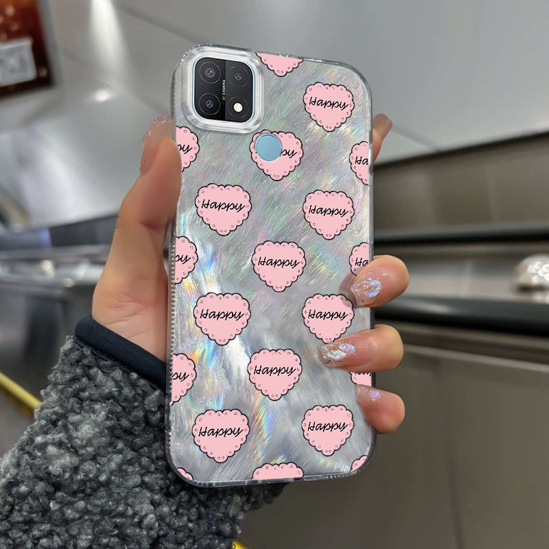 Casing Hp Untuk OPPO A15 A15s A35 Case Casing pola Cinta Pink Kasing HP Cesing Silikon Softcase bulu