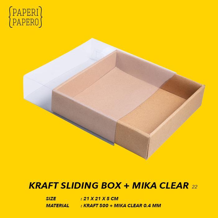 Kraft Sliding Box (22 x 22 x 5 cm) - Kotak Laci Geser Slide (5 Pcs)