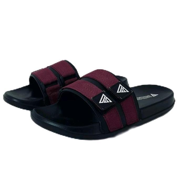 TERMURAH Sandal Selop Hitam tali Maroon velcro Distro DS 022 pria wanita outdoor indoor Shoes