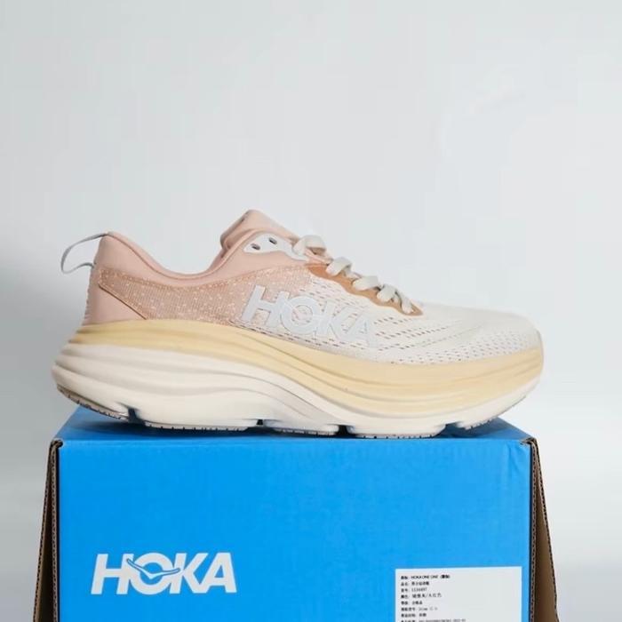 Hoka Bondi 8 Wide Women's Road Running Shoes - Vanilla