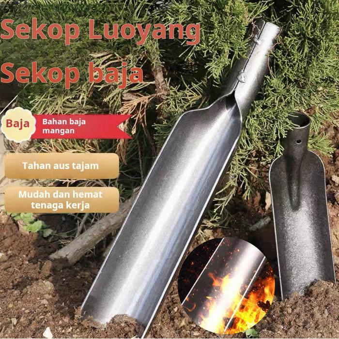 BERKUALITAS Sekop Tanah Baja Tebal Alat Pembuat Lubang Tanah Sekop Taman