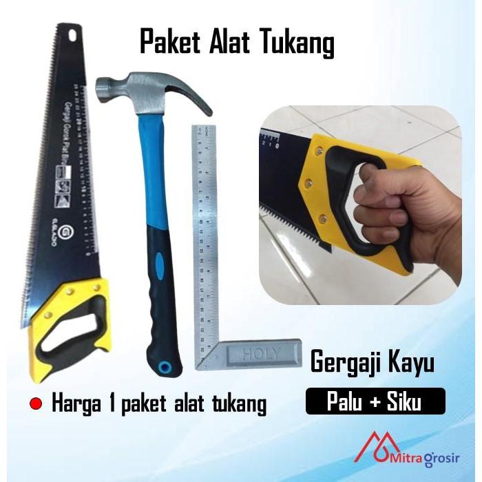 Meteran Siku Tukang / Meteran Murah / Meteran Tukang Palu Kambing Gagang Fiber 8 Oz Gergaji Kayu