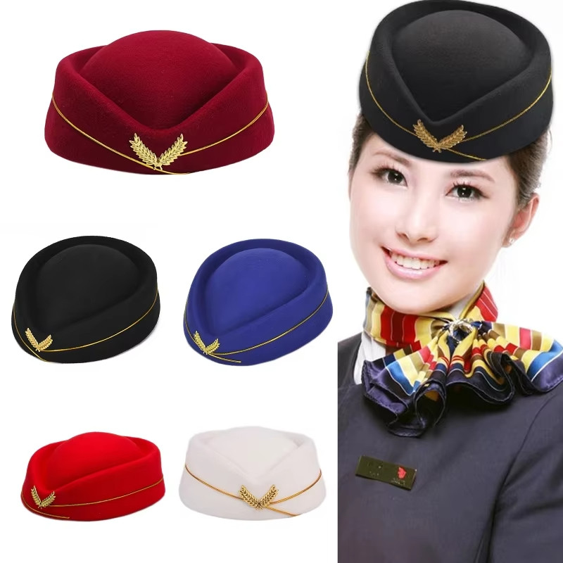 Air Hostesses Hat Stewardess Hat Beret Hat Women Formal Uniform Ca Accessory Party Hats Costume