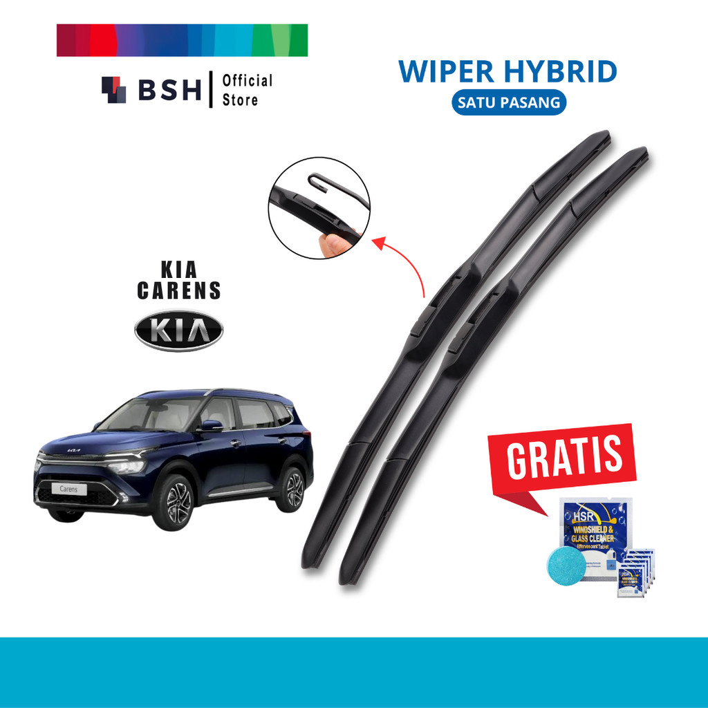 Wiper KIA Carens 1999-2010 Tipe Hybrid | Free 5 Tablet Sabun Pembersih Jamur Kaca