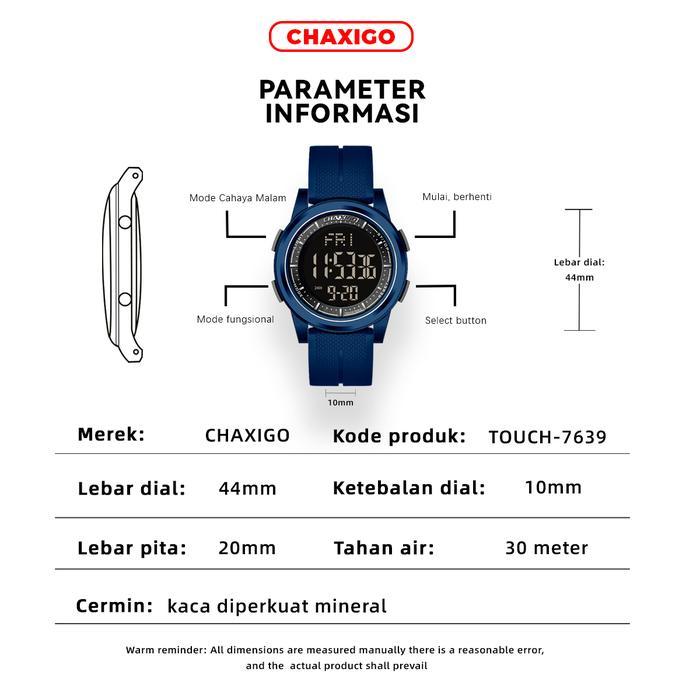 Chaxigo Fashion Multifungsi Unisex Jam Tangan Pria Luar Ruangan Jam Alarm 5Bar Tahan Air Jam Tangan