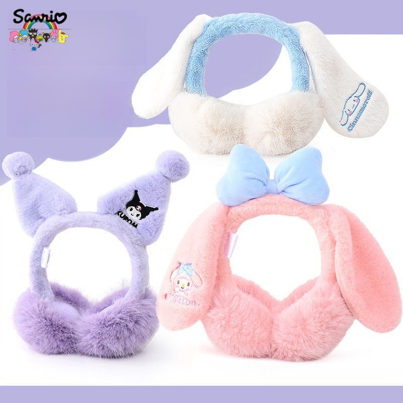 Sanrio Cartoon Kuromi Ear Protection Warm And Windproof Cute Cinnamoroll Children'S Plush Winter