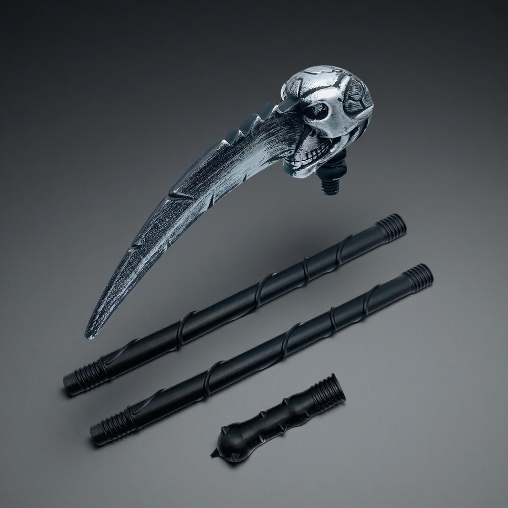 Grim Reaper Scythe Toy Halloween Pumpkin Head Prop Plastic Skeleton Death Costume Party Cosplay Safe