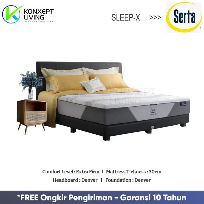 Serta Springbed Serta New Sleep-X Tebal 30Cm Sandaran Denver Fullset Ukuran 120X200 Comfort Extra
