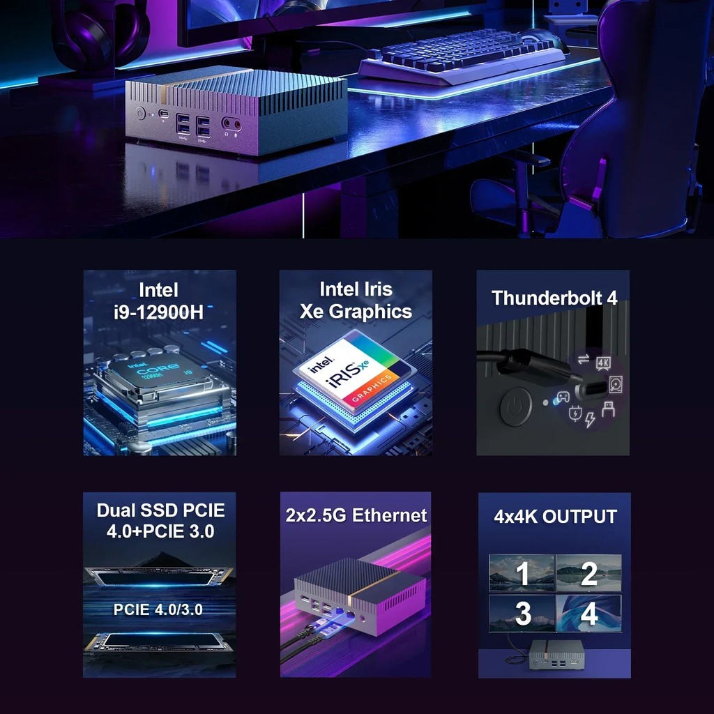 Chatreey It12 Mini Pc Intel Core I7 1360P I9 13900H Gaming Desktop
