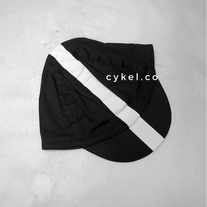 rapha cycling cap black white line classic cap topi sepeda