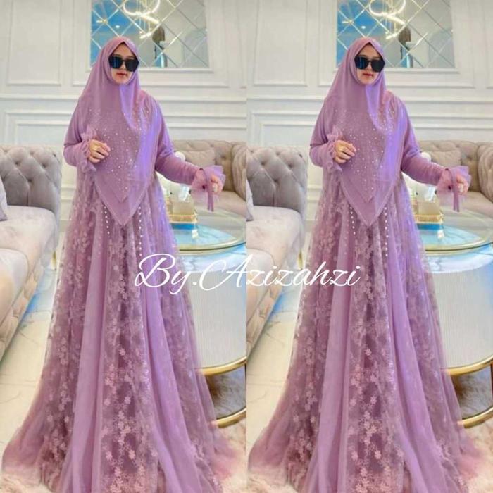 MUSLIFIX- Queenza Gamis Ibu (By.Azizahzi) Set Syari Busui Ceruty Karet