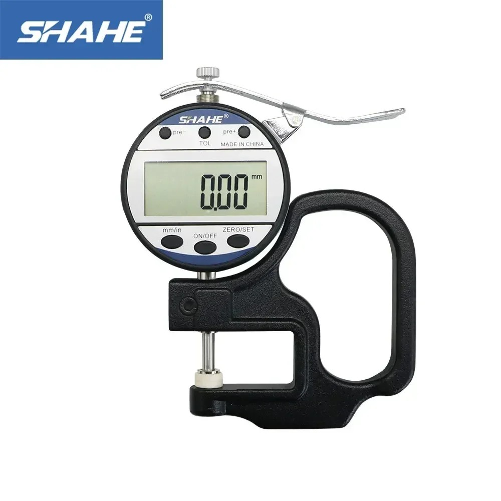 TERBARU SHAHE 0.01mm 0-10/25 mm Thickness Gauge Digital Display Leather Thickness Gauge Meter Precis