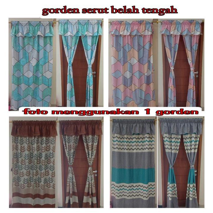 NEWs Gorden Serut shaby / gorden serut motif bunga belah tengah free tali