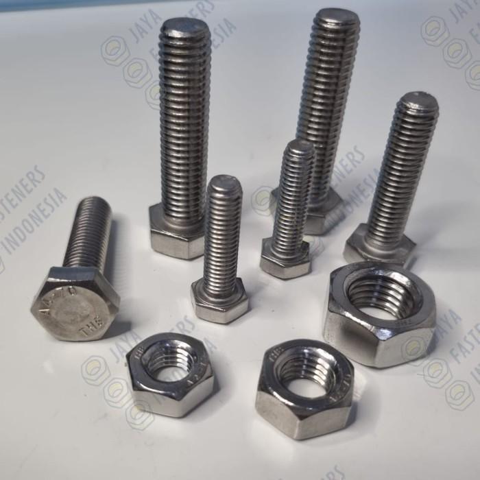 WTFT- Baut Mur Hex M20 X 80 Stainless Steel 304 Bm M20X80 Ss 304 The Sus