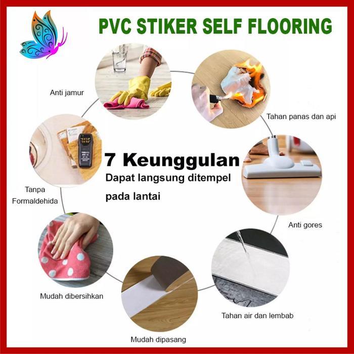 ( 10 Pcs ) Stiker Lantai Kayu Stiker Lantai Bertekstur Stiker Vynil Premium Stiker Lantai Tebal 2Mm