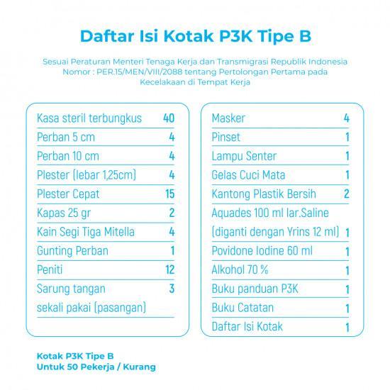 ISI KOTAK OBAT P3K TYPE B / ISI KOTAK P3K TIPE B LENGKAP
