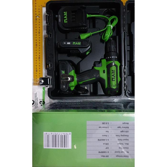 npys- Ryu 20V Koper Rci20V Cordless Impact Drill Mesin Bor Baterai Tembok