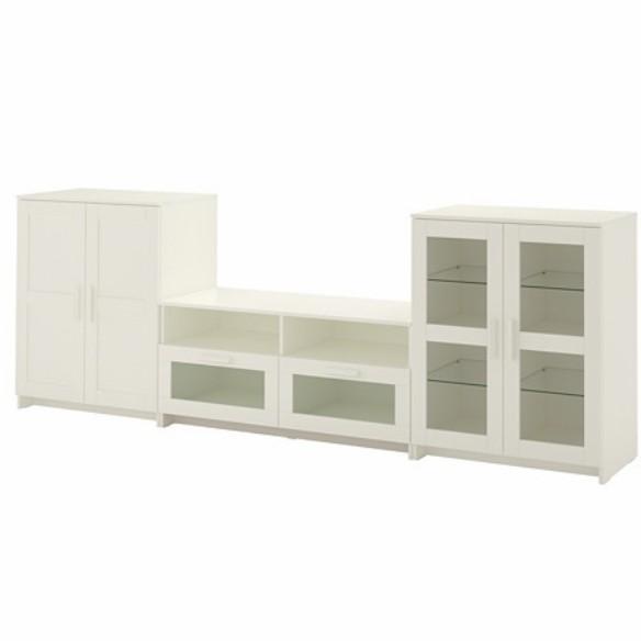 Set Furniture Meja Tv, Lemari & Rak Kaca Nimalis 276X41X95Cm_Putih