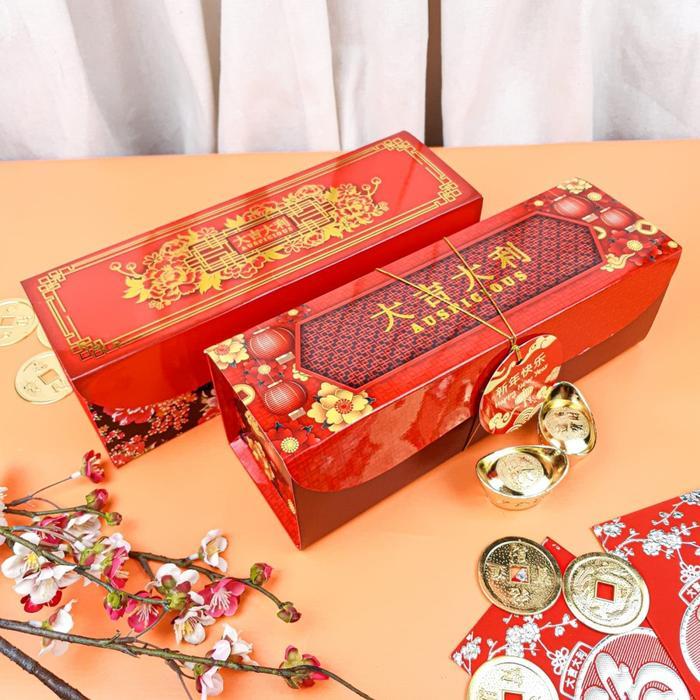Box Imlek Roll Cake 8 X 25 Sunway Dus Kue Gulung Merah Cny Hampers