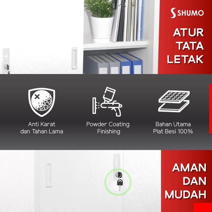 Shumo Super White Lemari Arsip Besi 2 Pintu Sliding Kaca