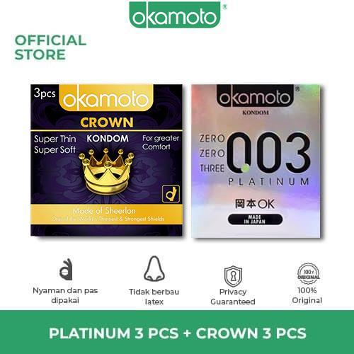 Barusemuaada- Okamoto Platinum - 3 Pcs + Okamoto Crown - 3 Pcs - Kondom Tipis