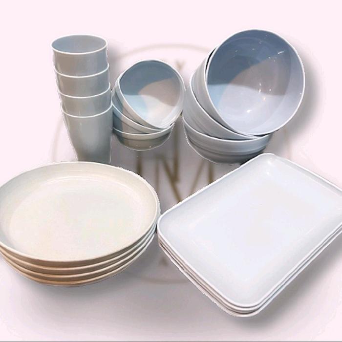 20Pcs/Set Piring Mangkok Baso Sup Gelas Plastik Wheat Straw