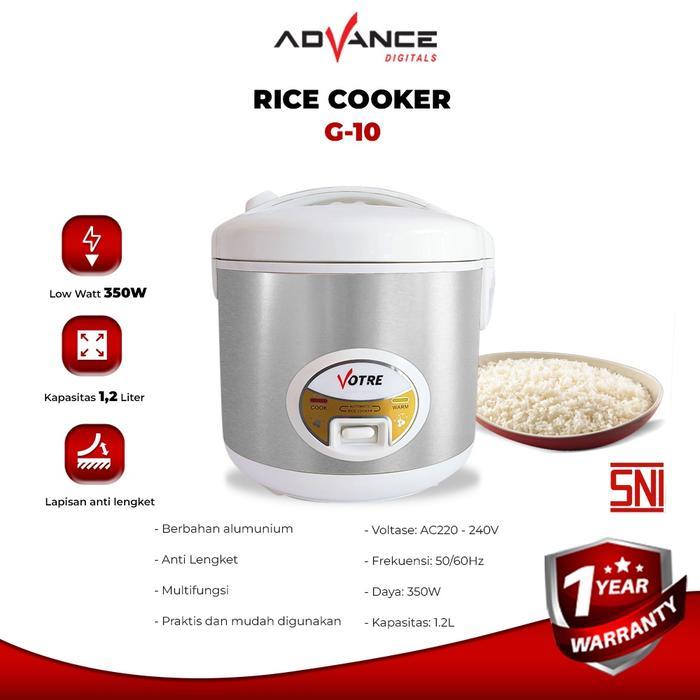 Advance G10 Rice Cooker / Magic Com 1.2 Liter 3 In 1 Bonus Gelas Ukur Dan Sendok Nasi