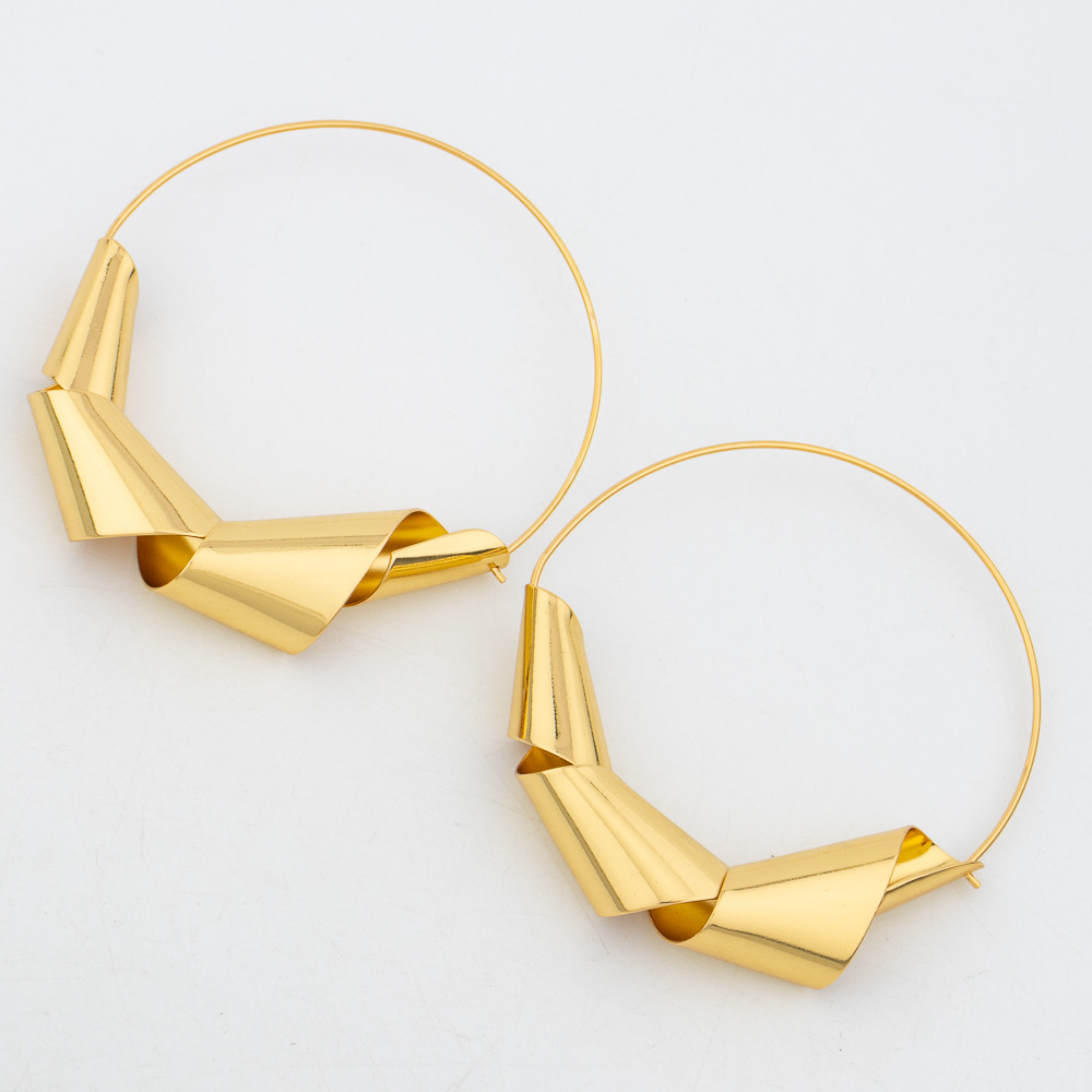 Luxury Gold Plated Dubai Jewelry Set For Women African Copper Twist Bold Design Earrings Necklace