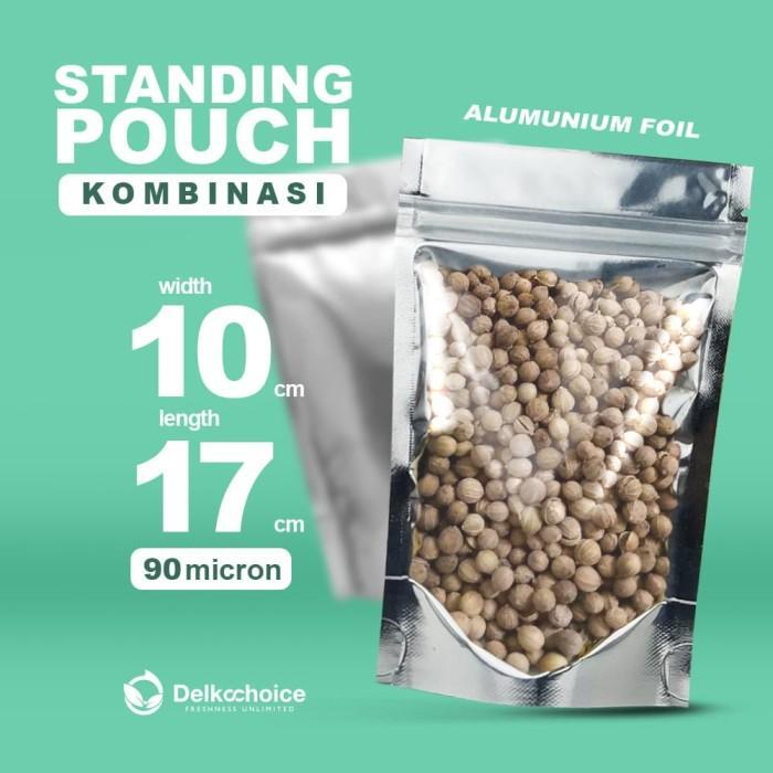 STANDING POUCH KOMBINASI PLASTIK TRANSPARAN ALUMUNIUM FOIL 10X17