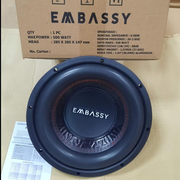 subwoofer embassy 10 inch double coil es-1044