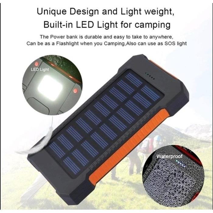 lussy- 50000 Mah Powerbank Solar Cell Tenaga Matahari Dual Usb Flashlight