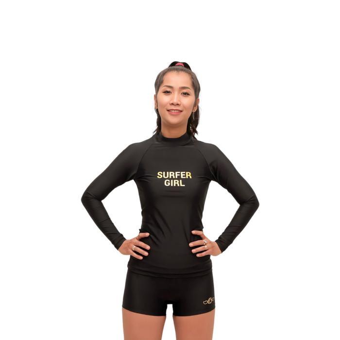 SURFER GIRL BLACKBLACK LONGSLEEVE RASHVEST 244LLSR001BLK BAJU RENANG BAJU SURFING PAKAIAN RENANG