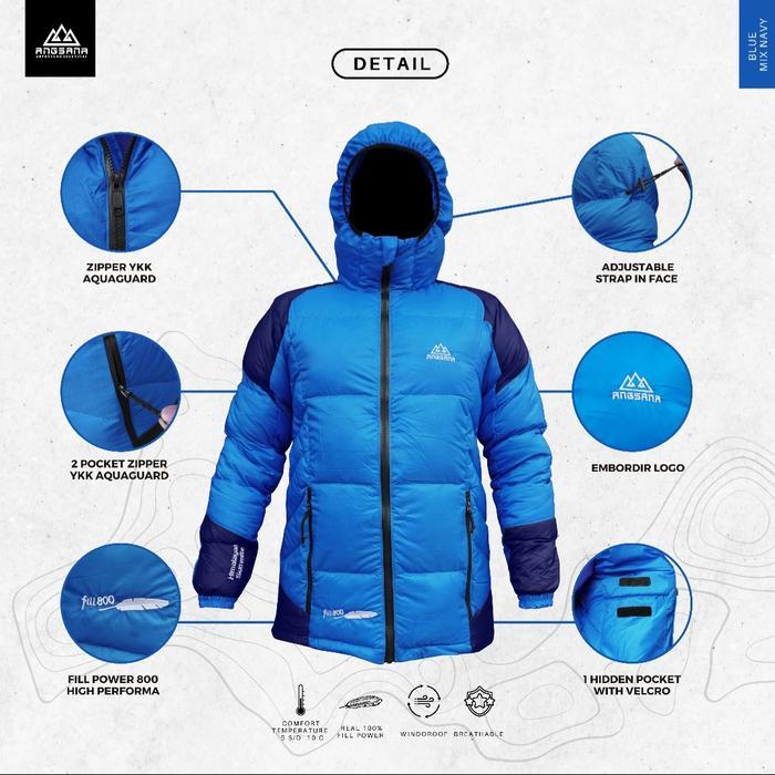 Jaket Bulu Angsa Angsana seri Himalayan Summite real 100% Goose Down