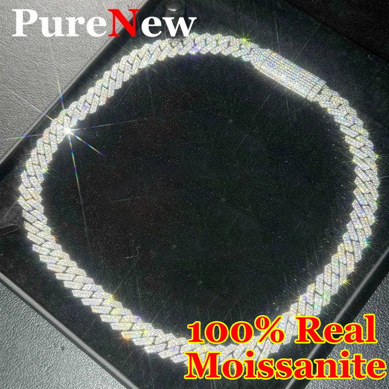 6/8Mm New Hip Hop Jewelry Men'S Moissanite Bracelet Chain Unisex Full Moissanite Cuban Chain 925
