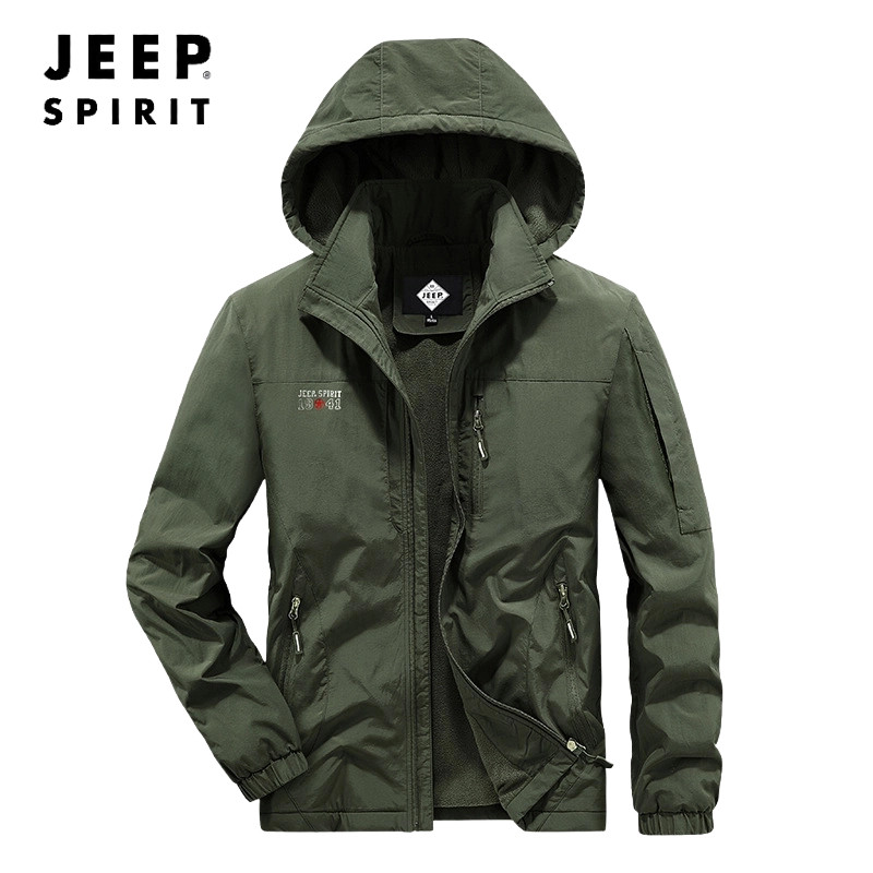 Jeep Spirit Men's Jacket Autumn and Winter Multi-pocket Workwear Thickened Warm Casual Outdoor