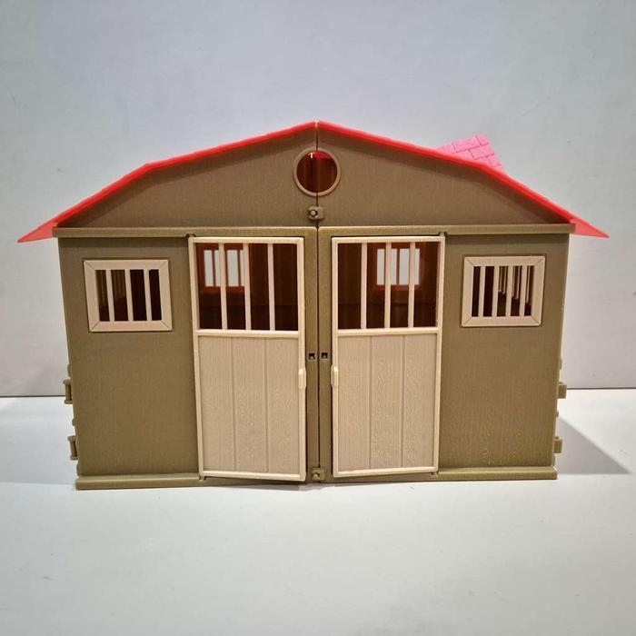 Barn House Miniatur Rumah Pertanian warna coklat dan pagar Peternakan mainan diorama toys fotografi