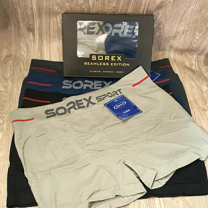 mguf- Celana Dalam Boxer Pendek Cd Pria Sorex M3802 Katun Motif Polos 1 Kotak Isi 2 Pcs