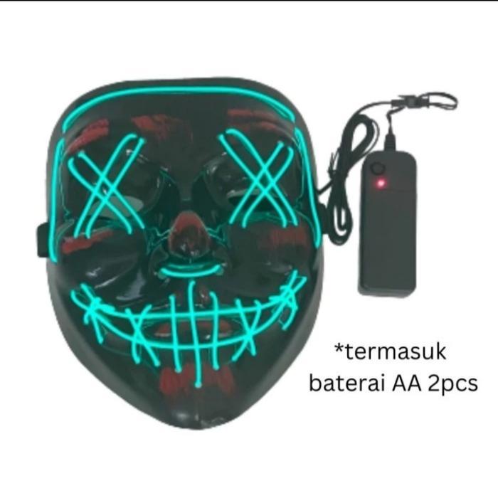 35jnw- The Purge Anonymous V For Vendetta Led Mask/Topeng Halloween Tengkorak Hacker Warna