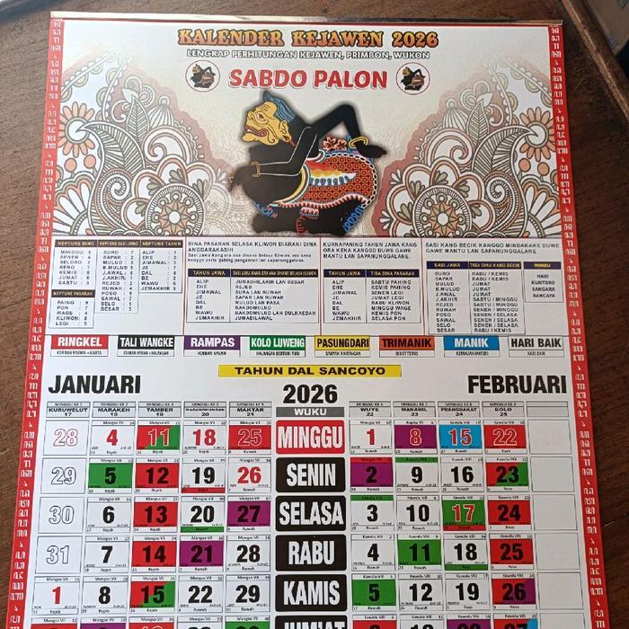 News Kalender 2026 : Kalender Kejawen 2026 Kalender Jawa SABDO PALON 2026 Original - Tanggalan Jawa