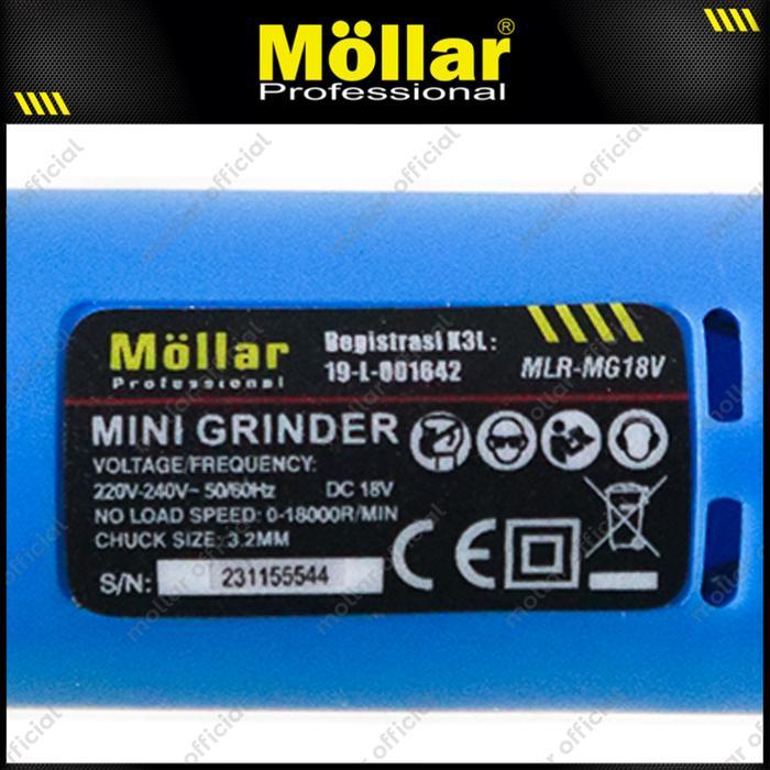 npys- Mollar Mg18V Mini Grinder Set 21 Pcs Bor Gerinda Tuner 18V Blister