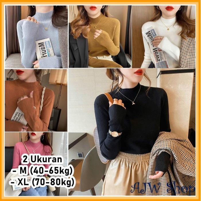 Promo Ajw [Tc] Atasan Rajut Turtleneck Wanita Lengan Panjang Iner Rajut Turtleneck Knit Baju Dalaman