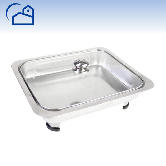Warmer Square pan Panci Penghangat Tudung Saji Panci Kotak Wadah Saji Prasmanan Stainless Steel
