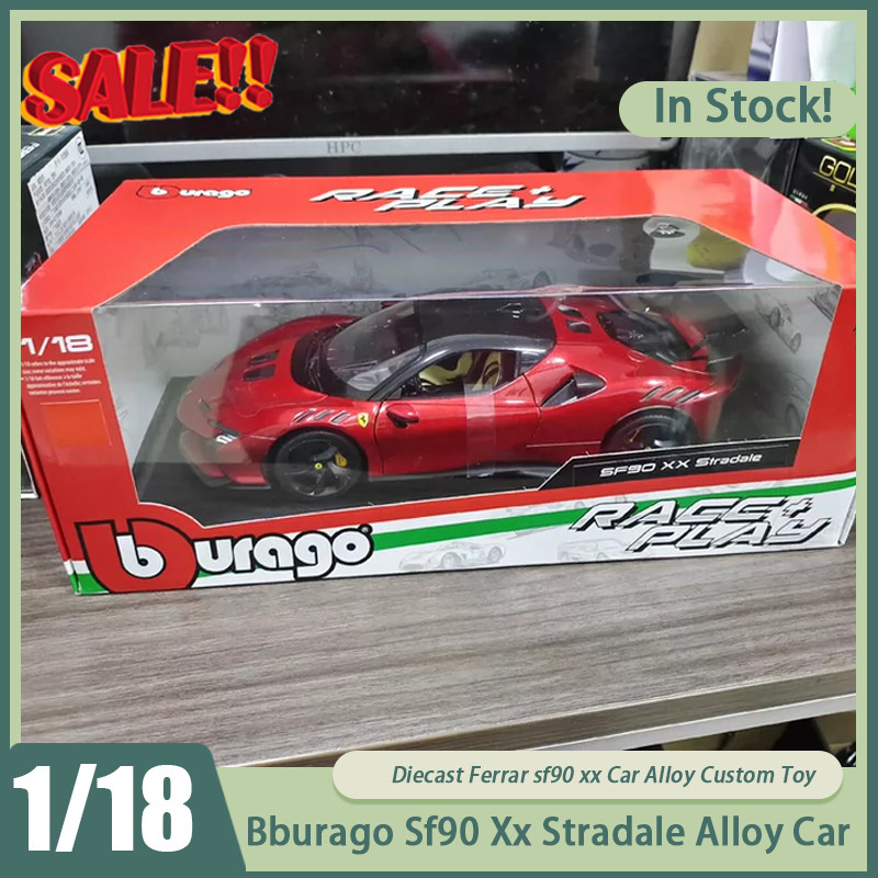 New In Stock 1:18 Bburago Sf90 Xx Stradale Sf90 Spider Sports Car Miniature Alloy Diecast Model