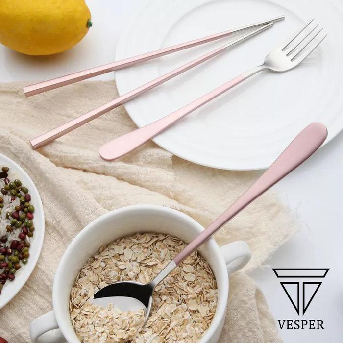 Promo Sendok Garpu Sumpit Korea Stainless 304 Set Silver Series Color Handle Original