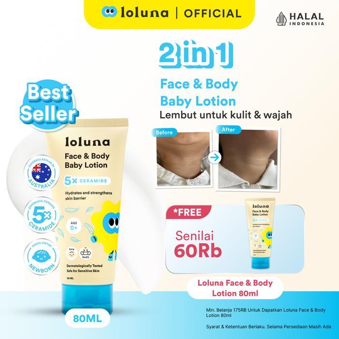 LOLUNA 5x Ceramide Krim Muka dan Badan Bayi dan Anak / Krim untuk Newborn - 80ml
