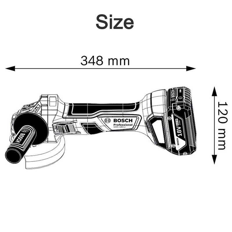 Bosch Gws180-Li 18V Brushless Angle Grinder Rechargeable Cordless