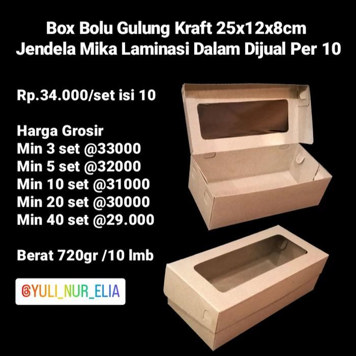 klpu- Box Bolu Gulung Kraft 25X12X8Cm Jendela Mika Laminasi Dalam Dijual/10