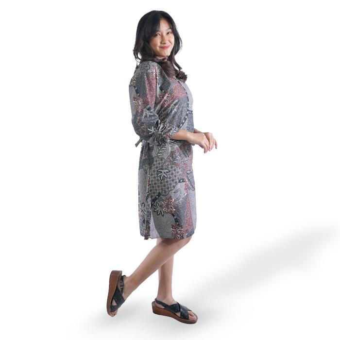 (COD) BATIK TRUSMI ATASAN WANITA TUNIK DRESS BATIK KOMBINASI UNGU RMP LT BUL BAJU KAIN OVERSIZE