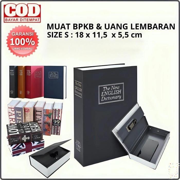 Brankas Brankas Besi Bentuk Buku Password Kode Angka Kamus Mini Kotak Penyimpanan Perhiasan Uang