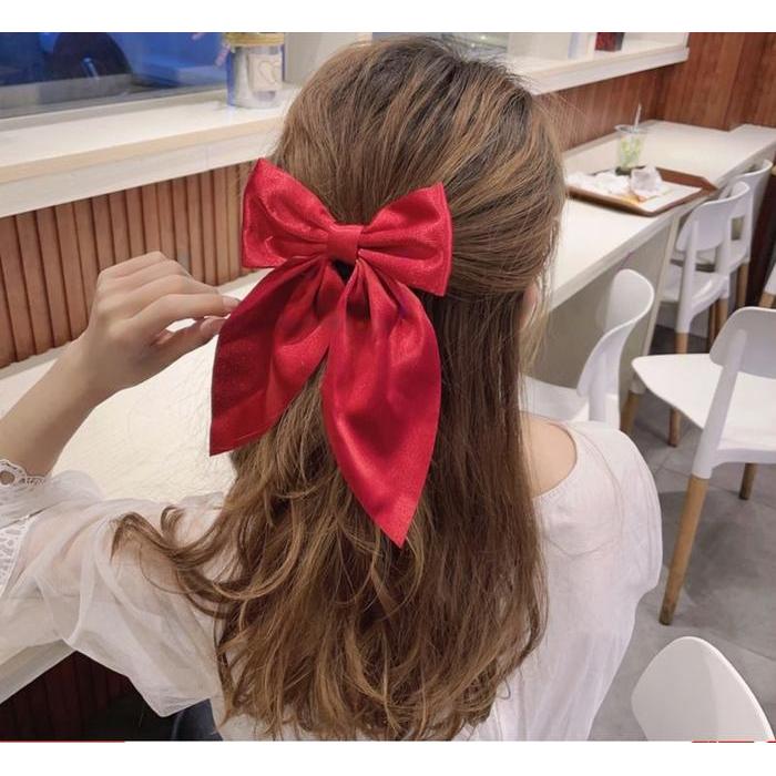 Jepit Rambut Pita Otomatis Bahan Satin Harian